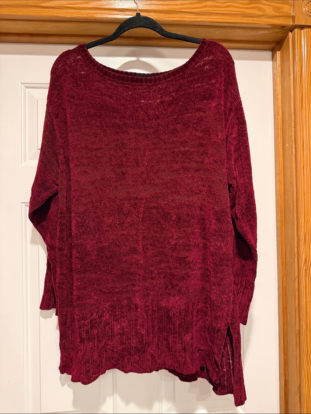 Cozy Chenille Crewneck Sweater in Wine